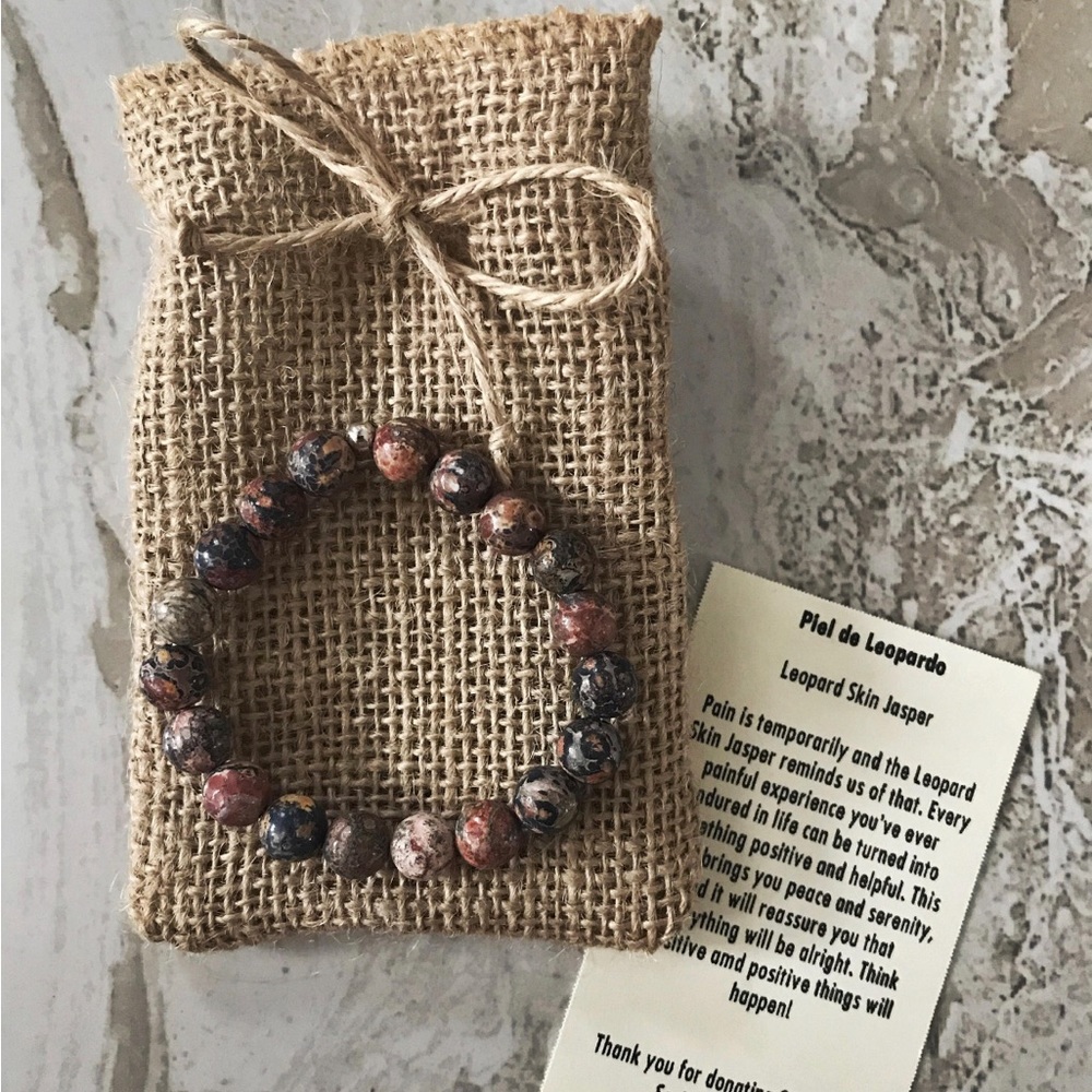 Leopard Skin Jasper 8mm Natural Stone Beaded Bracelet